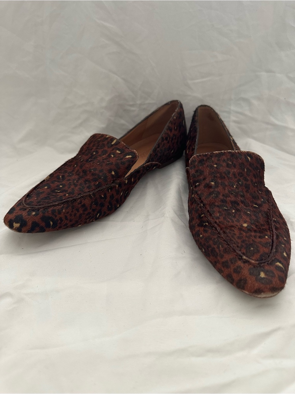 Madewell Women's Animal Print Calf Hair Pointed Loafers in Brown/Black 9